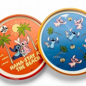 New Set of 2 Stitch and Angel Beach-Themed Plates